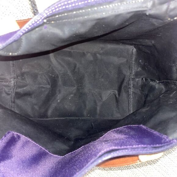 Longchamp Le Pliage Large Tote Bag Purple Amethyst Nylon Leather Trim 18”x11”x8” - Picture 6 of 6